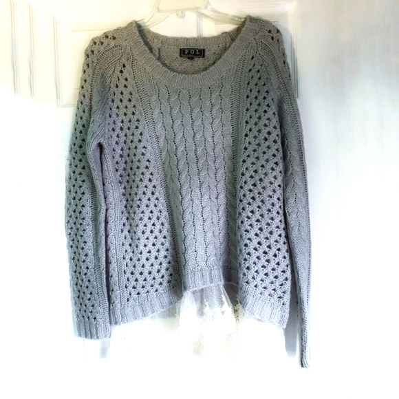 POL Sweater Lace Trim Light Gray Small NWOT - Picture 2 of 13